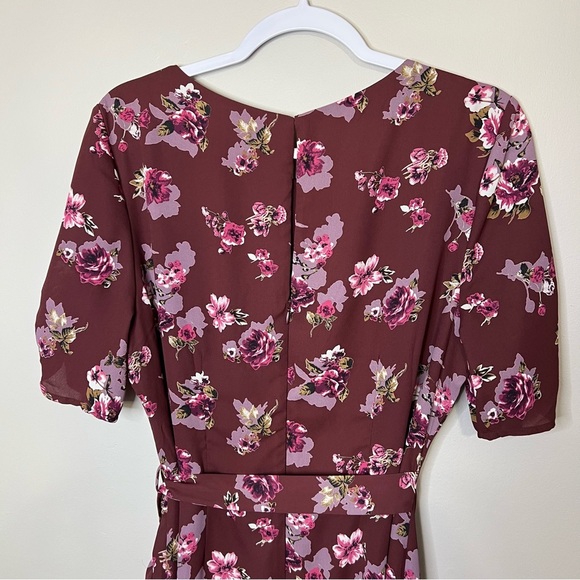 ASTR The Label Wrap Front Burgundy Floral Dress size XL - Picture 13 of 14